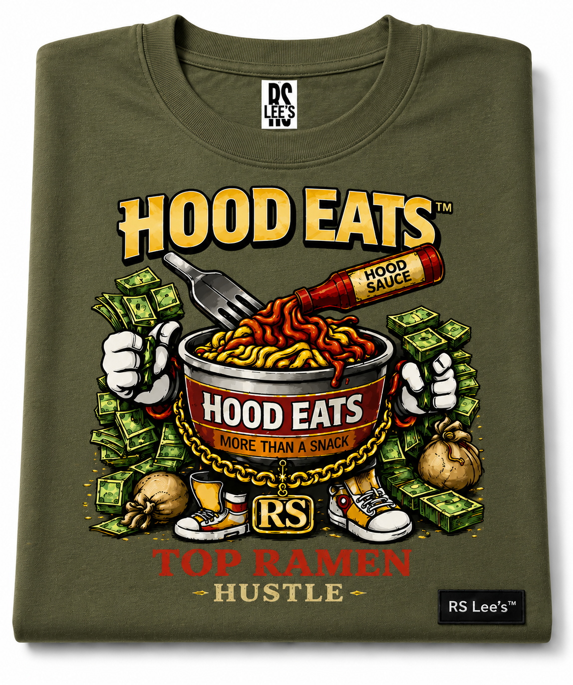 Hood Eats™ “Top Noodles Hustle” Premium Oversized Tee