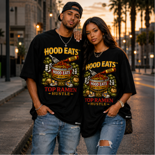 Hood Eats™ “Top Noodles Hustle” Premium Oversized Tee